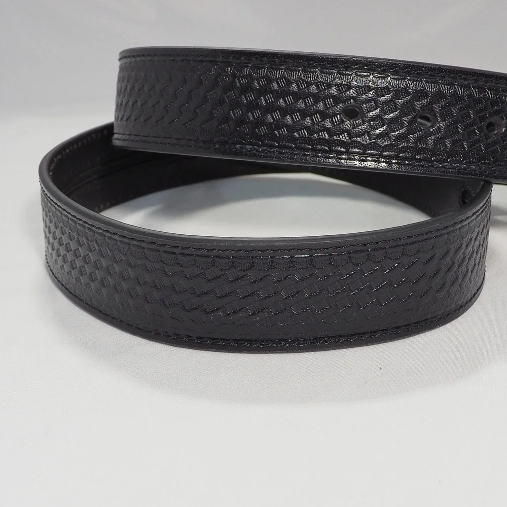 Nocona Money Belt Mens 38 Black Leather Embossed Basketweave Hidden Stash Pocket